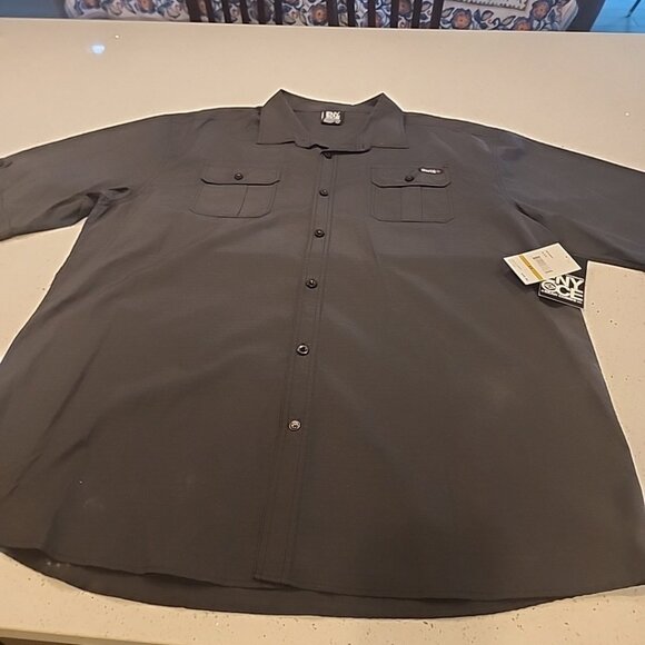 NWT Enyce Sean Combs Mens 4x Black Button Shirt Pockets Short Sleeves Graphic - Picture 1 of 8